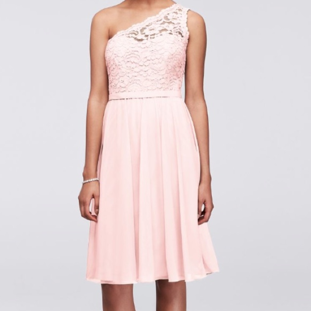 Short Pink Bridesmaid Dress- Lace and Chiffon